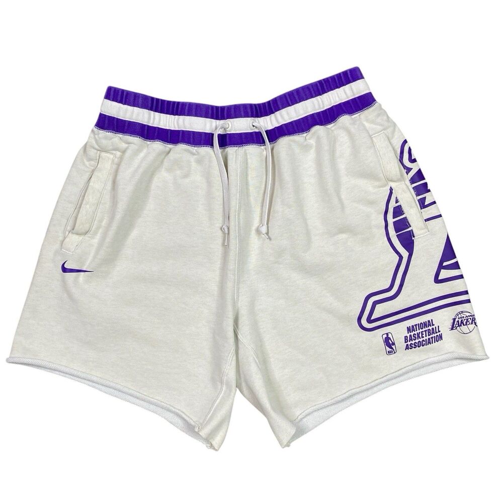 Nike LA Lakers Court side Fleece Shorts Men's Large NBA Basketball Workout Gym